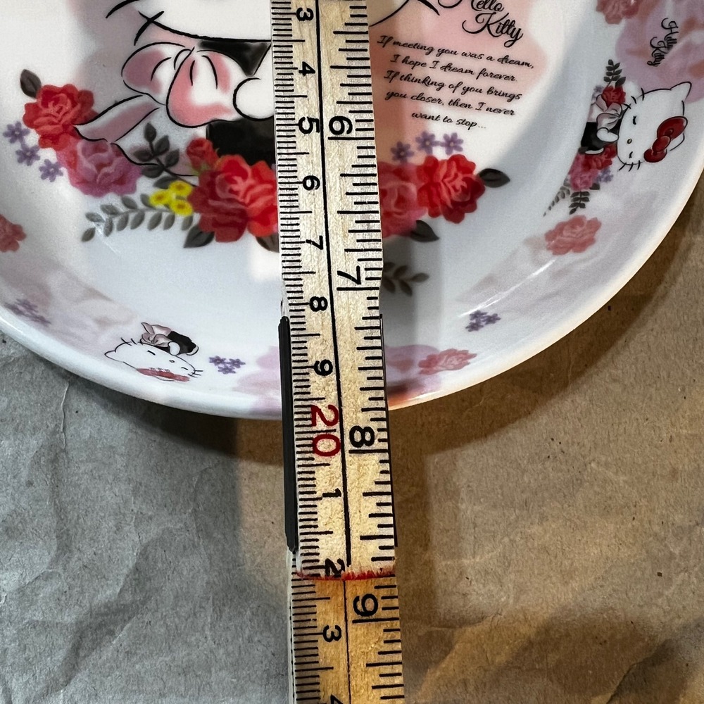 Sanrio 8.5" Hello Kitty Plate Pink Floral Rose Kawaii Melamine Quote Decor - Picture 8 of 8